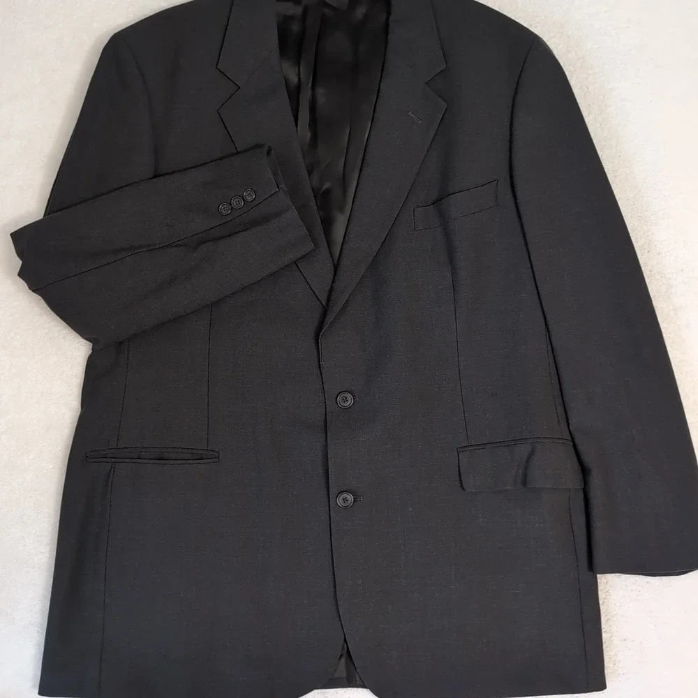 Brooks Brothers Blazer Men's 46 L Dark Gray Wool Brooksease 2 Button Stretch - Picture 2 of 8